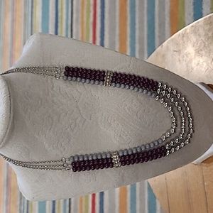 Paparazzi purple, gray & silver necklace with matching purple & silver earrings